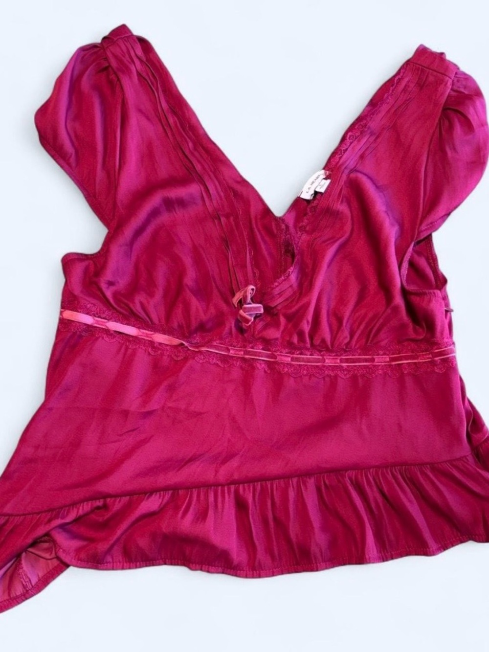 Silky Red V-Neck Top